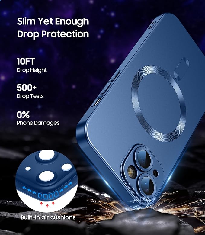 Magnetic for iPhone 14 Plus Case Slim Soft Silicone Bumper Shockproof Metallic - Image 4