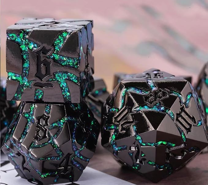 DND Crack Stripe Dice, Metallic Glitter Dice Set - Image 5