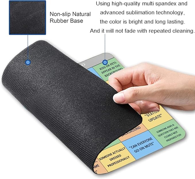 Mouse Pad, Conference Call Bingo Mouse Pad, Washable Square Cloth Mousepad - Image 2