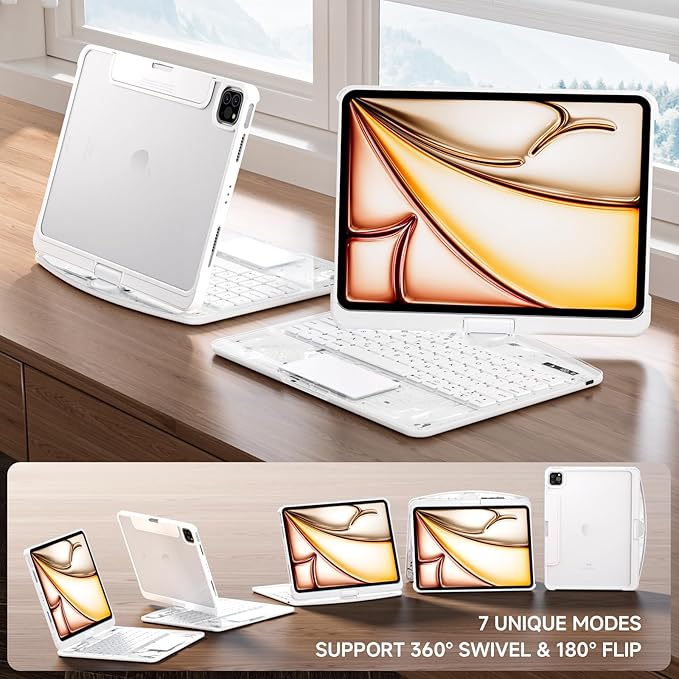 Transparent Case with Keyboard for 2024 iPad Pro 13 inch, iPad Pro 13, 7-Color - Image 4
