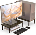 2 Pack Bamboo Monitor Stand Riser, 4 Adjustable Height, Laptop Stand by WELLWENG