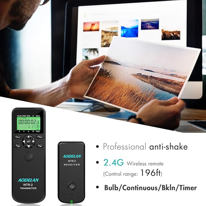 AODELAN Camera Intervalometer Wireless Shutter Release Timer Remote Control - Image 6