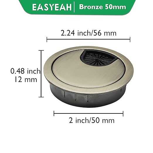 1 Pcs Desk Grommet 2" / 50 mm, Desk Cord Hole Cover, Cable Grommet Metal Zinc - Image 8