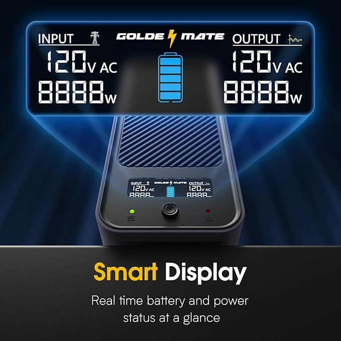 GOLDENMATE 1000VA/800W Lithium UPS Battery Backup and Surge Protector, Sinewave - Image 6