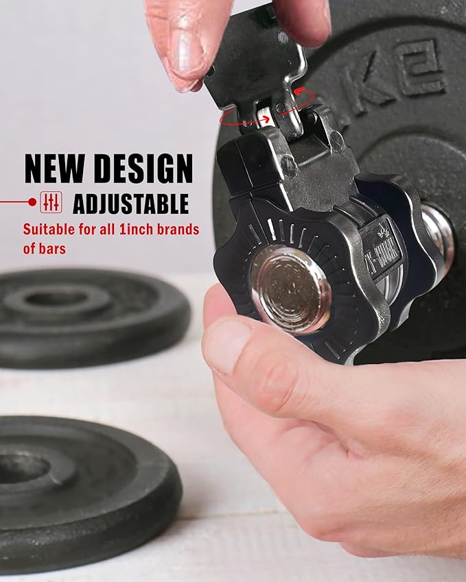 Adjustable Barbell Clips, Fits 0.98-1.1" Olympic & Standard Bars, Secure - Image 2