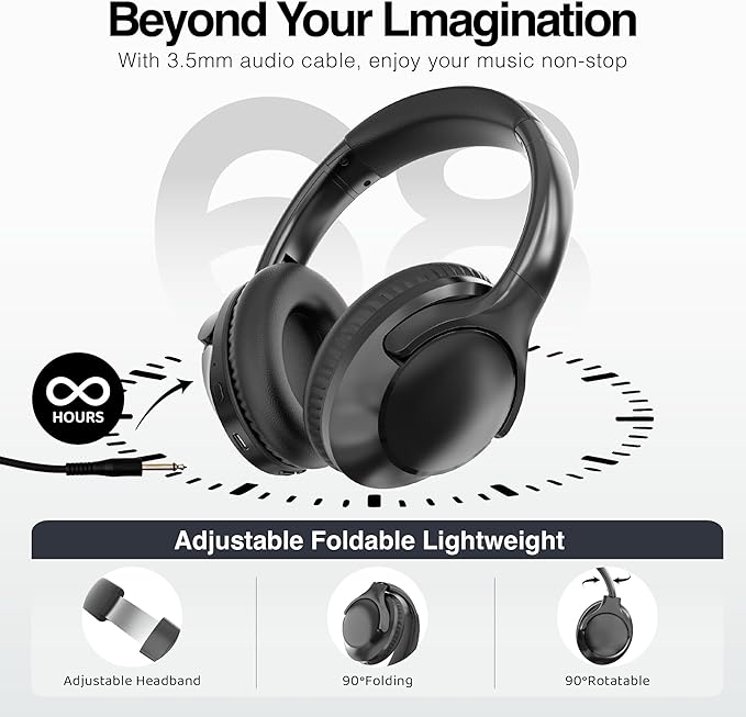 MIDOLA Bluetooth Headphones Over Ear 68H Playtime 6 EQ Wireless Headset - Image 6