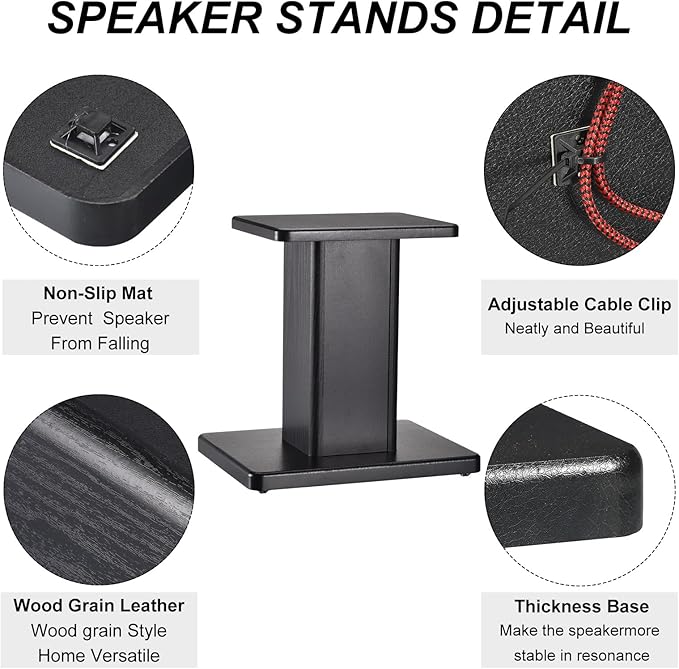 MECCANIXITY Wood Speaker Stands, 2 Pack 11.8 Inch Universal Speaker Stand - Image 3