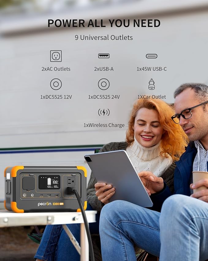 pecron Portable Power Station E300LFP, 288Wh Solar Generator, 2 Up to 600W AC - Image 5