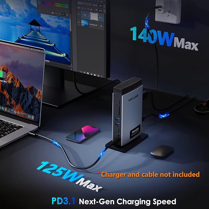 WAVLINK Laptop Docking Station 3 Monitors, 11-in-1 USB C Docking Station - Image 5