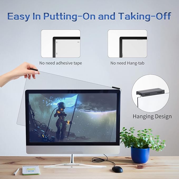 Computer Privacy Screen Filter 27 Inch, 9H Hardness Hanging Computer Screen - Image 3
