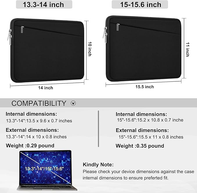 Laptop Sleeve Case 13.3 Inch, Durable 14 Inch Laptop Case Computer Carrying Bag - Image 6