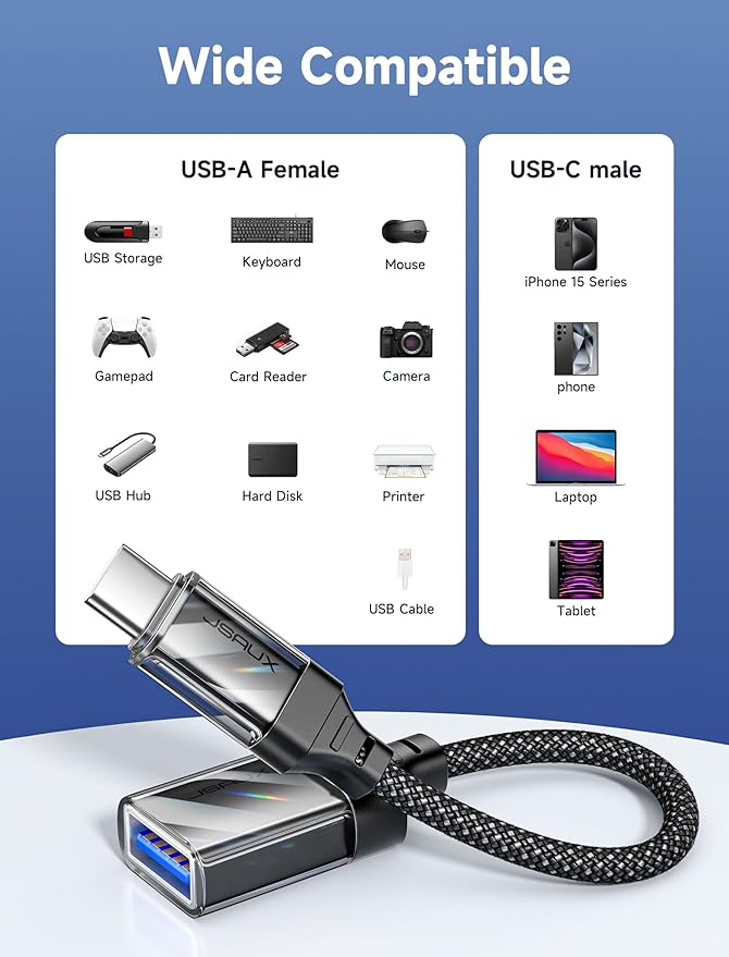 JSAUX USB to USB C Adapter, USBC OTG Compatible - Image 6