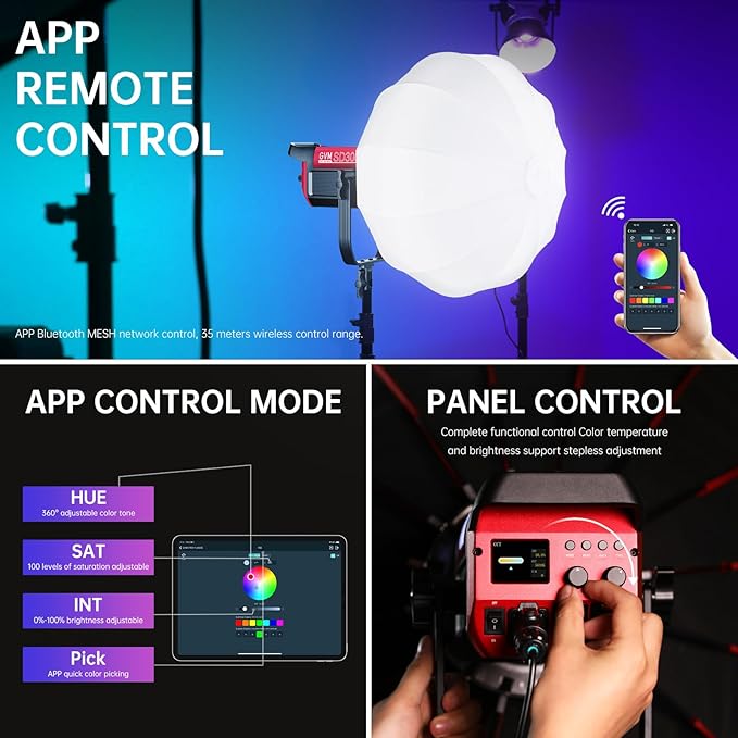 GVM 300W Photo Lighting RGB Video Light - Image 4