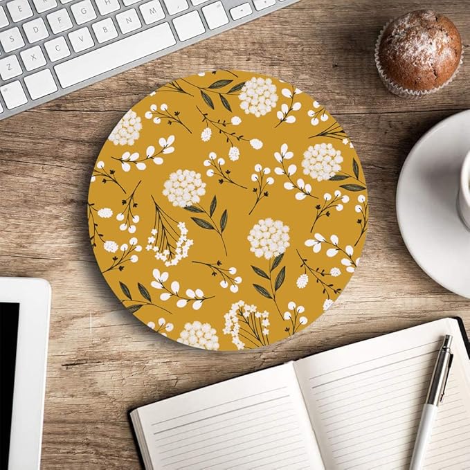 Round Mouse Pad, Cute Floral Mouse Pad - Image 5