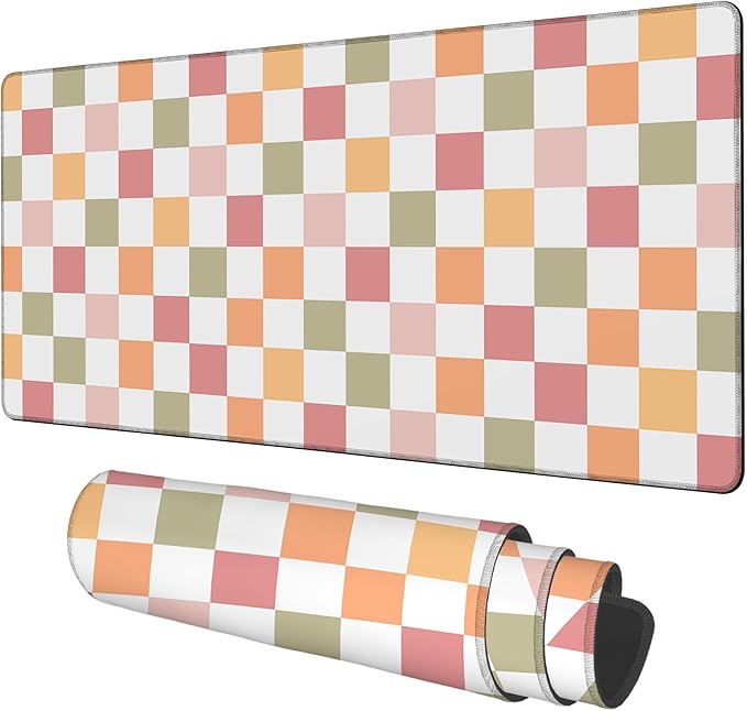 Gaming Desk Pad Large Extra Length Multicolored Chess Board Mouse Pad Keyboard by Unknown
