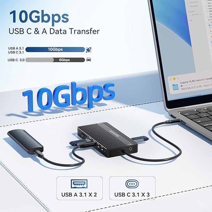 USB C Hub USB C Docking Station Dual Monitor14-IN-1 Triple Display Multiport - Image 6