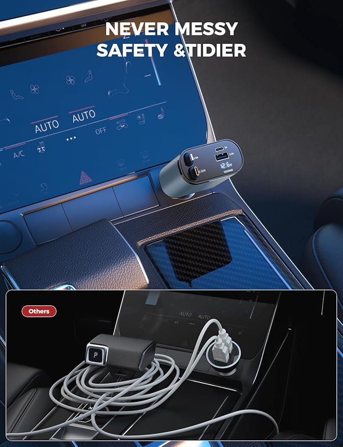 【Upgraded】 SUPERONE Retractable Car Charger 4 in 1, Fast Car Phone Charger - Image 5