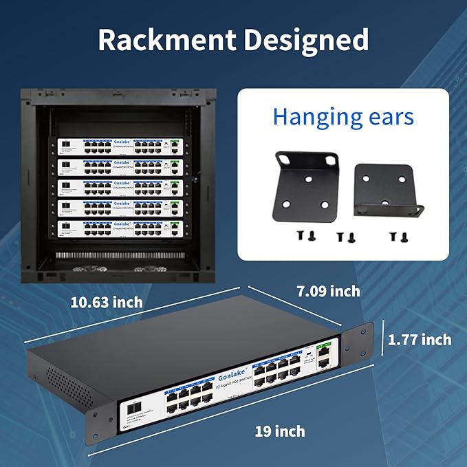 PoE Switch with 16 Gigabit PoE+ @240W Built-in Power, 2 Uplink Gigabit Port + 1 - Image 3