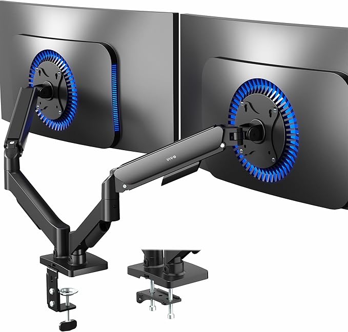 VIVO Dual Monitor up to 32 inches and 19.8 lbs per Screen, Pneumatic Arm Desk by VIVO