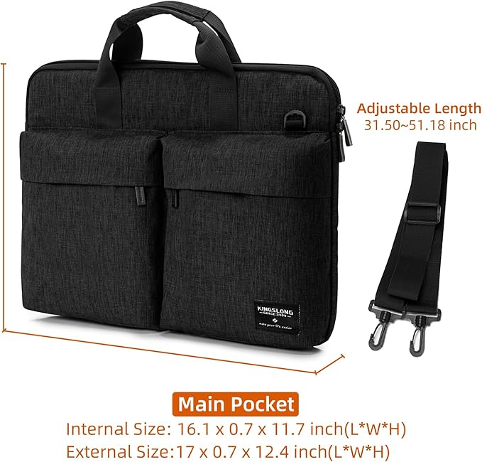 KINGSLONG 15.6 inch Laptop Shoulder Bag, Slim Shockproof Computer Sleeve - Image 8