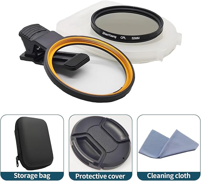 52mm Clip-on CPL Phone Camera Lens Filter, Polarized Camera Lens CPL Filter - Image 7
