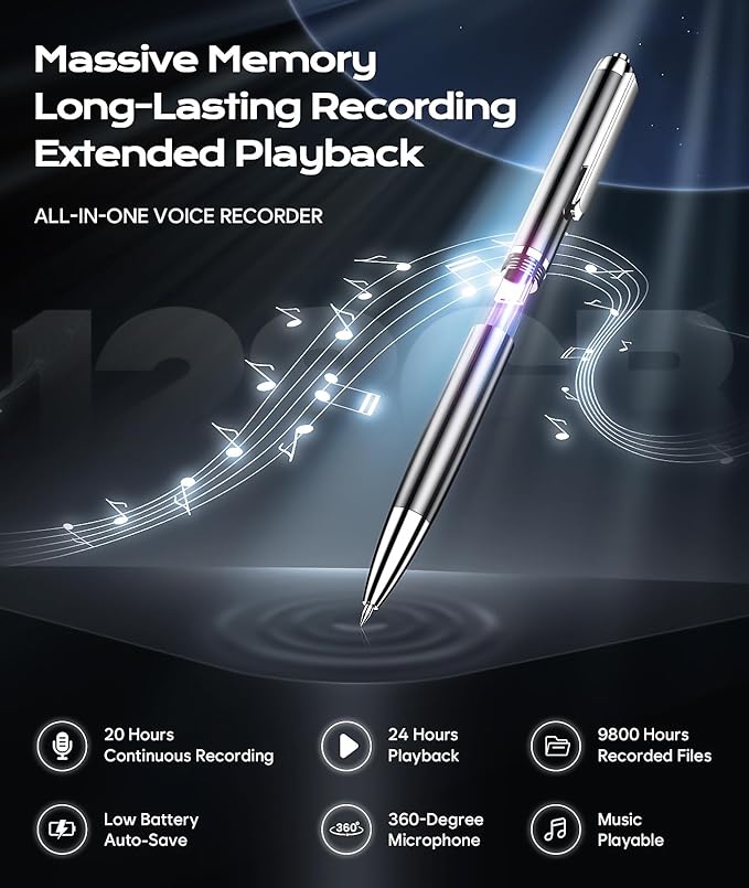 128GB Voice Recorder w/Type-C, Audio Recording Device - Image 4