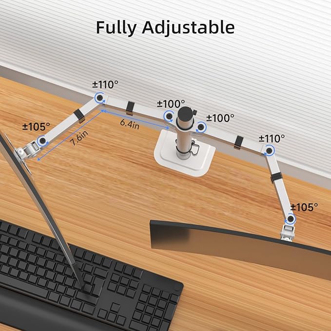 Suptek Dual Monitor Desk Mount, Adjustable Dual Monitor Arm - Image 3