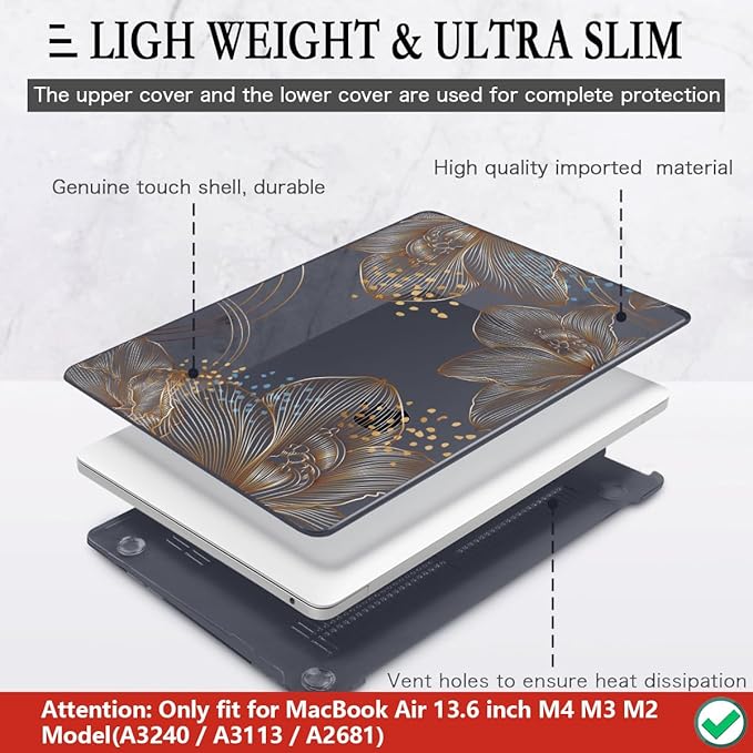 CISSOOK Gorgeous Flower Case for MacBook Air 13.6 inch M4 M3 M2 2025 2024 2022 - Image 4