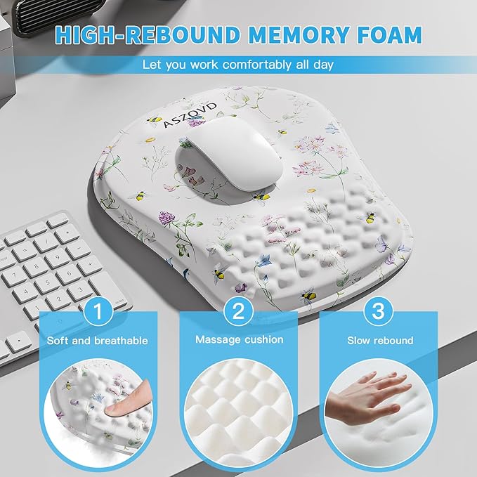 Mouse Pad with Wrist Rest, Ergonomic Mousepads with Wrist Support, Soft Lycra - Image 3