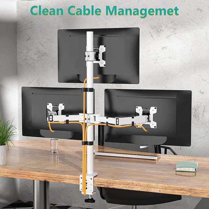 WALI Triple Monitor Stand, Fully Adjustable Three Monitor Desk Mount Fits 3 - Image 9