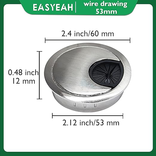 2 Pcs Desk Grommet 2-1/16" / 53 mm, Desk Cord Hole Cover, Cable Grommet Metal - Image 8