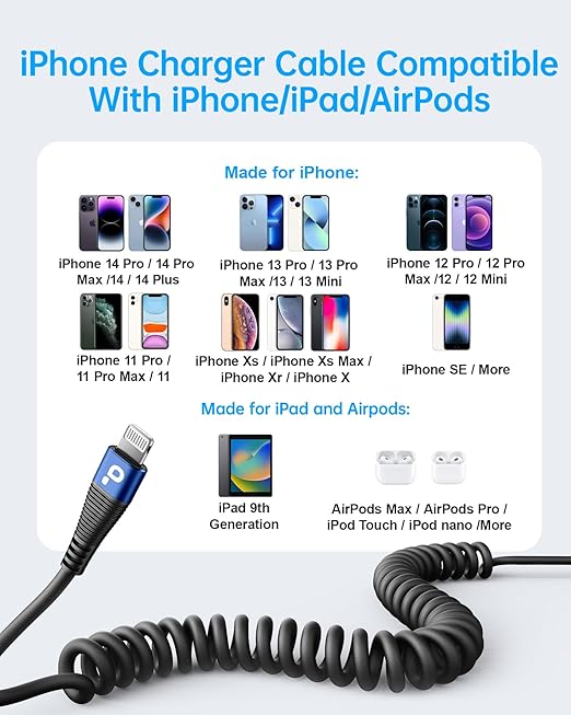 iPhone Charger Cable for Car 3FT, Retractable Charging Cord Compatible - Image 6