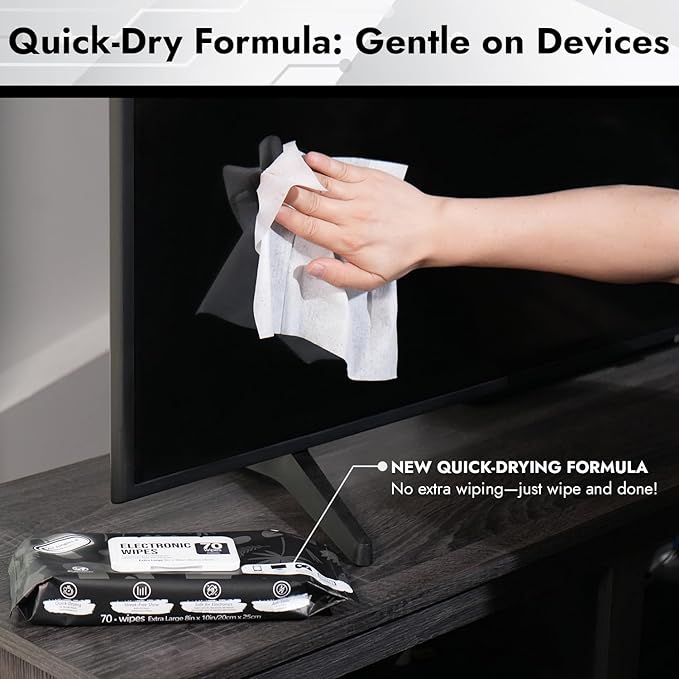 Air Jungles Electronic Wipes Screen Cleaning 70 Count, Quick Dry, Extra Large - Image 2