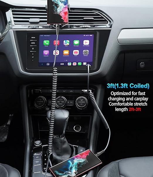 Coiled USB C to C Cable 100W 3FT - Image 4