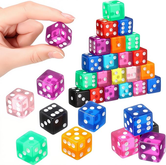 100 Piece 19 mm Casino Style Craps Dice Sets Acrylic and Translucent D6 Dice - Image 5