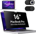 Privacy Screen for MacBook Pro 16 Inch, MagicSuction™ Removable Anti Spy Black by peslv