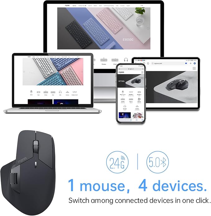 Rapoo MT760 Multi-Device Wireless Mouse, 11 Programmable Buttons, 4K DPI - Image 2