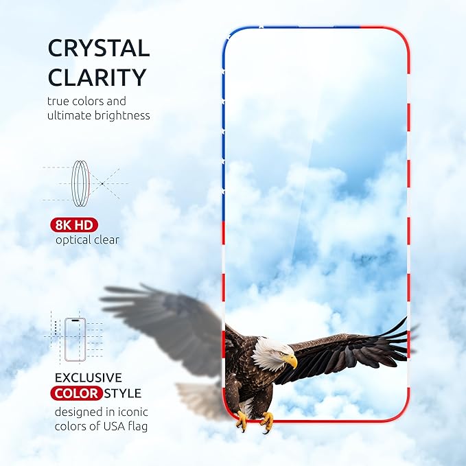 Screen Protector for iPhone 16 Pro Max – USA Flag & Black Frame Design - Image 3