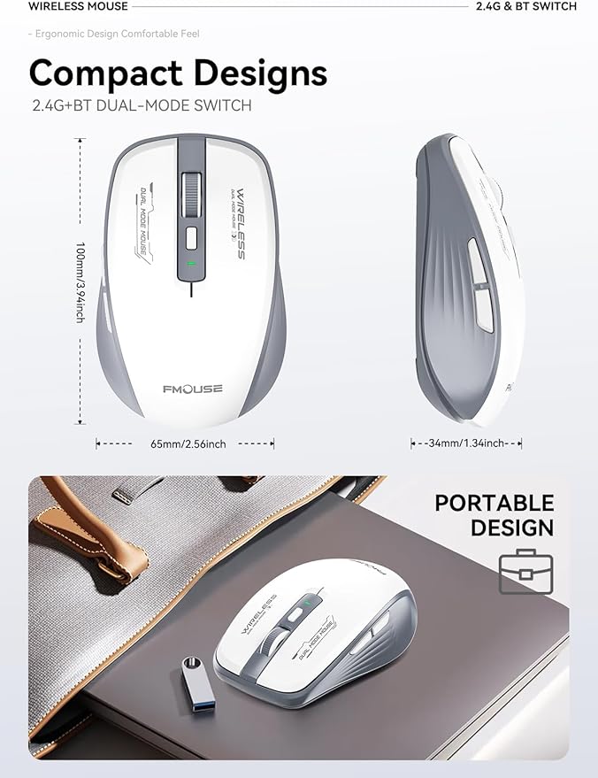Wireless Mouse with Forward/Backward Side Keys, Silent Click, Ergonomic - Image 8