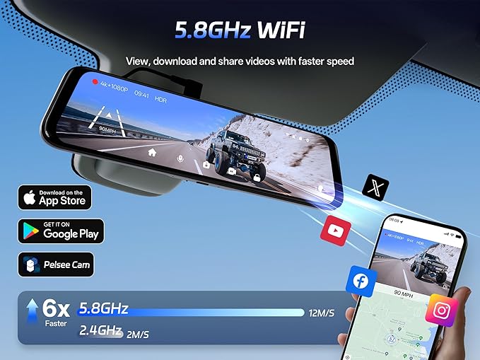 Pelsee S12 Pro 4K Mirror Dash Cam - Image 5