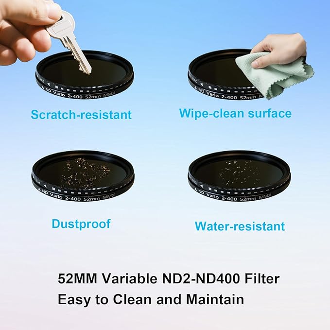 52mm Clip-on ND2-400 Phone Camera Lens Filter Kit, Adjustable Neutral Density - Image 5