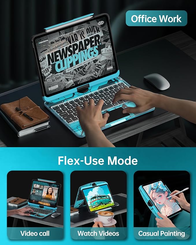 Intermerge Clear Keyboard Case for iPad Pro 13" 2024 Only, 360° Swivel - Image 7