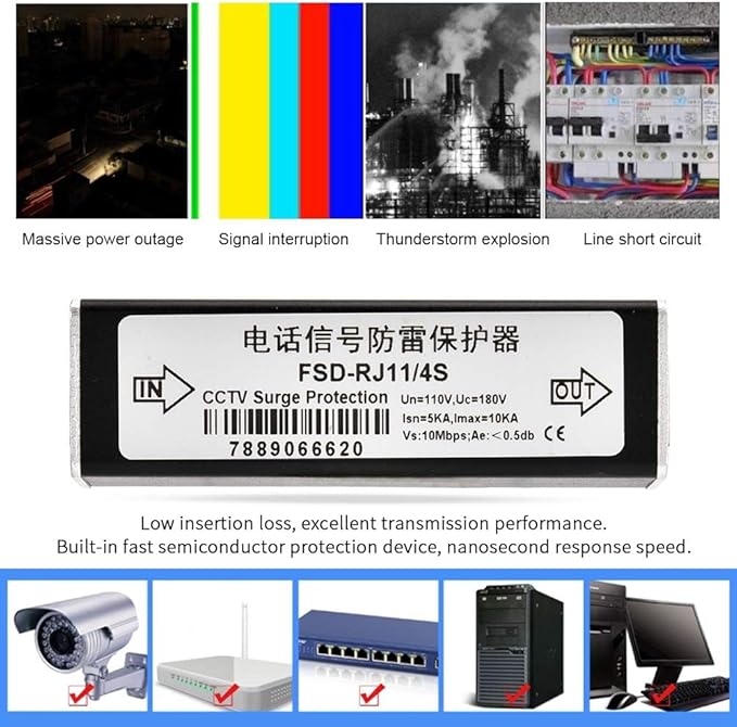 RJ11 Telephone Fax Protector, Lighting Thunder Arrester Device, Audio Telephone - Image 5