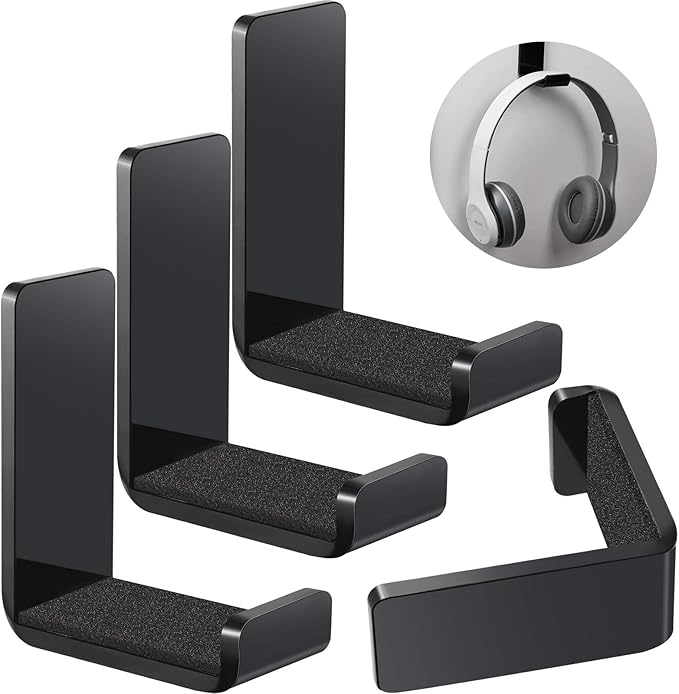 Weewooday 4 Pieces Headphone Hanger Holder Desk Adhesive Headphone Hook Wall by Weewooday