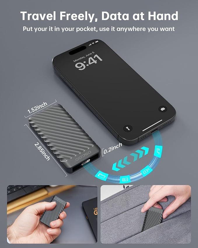 1TB Portable SSD, USB 3.2 Gen 2x2 External Solid State Drive, Dual USB-C&A - Image 6
