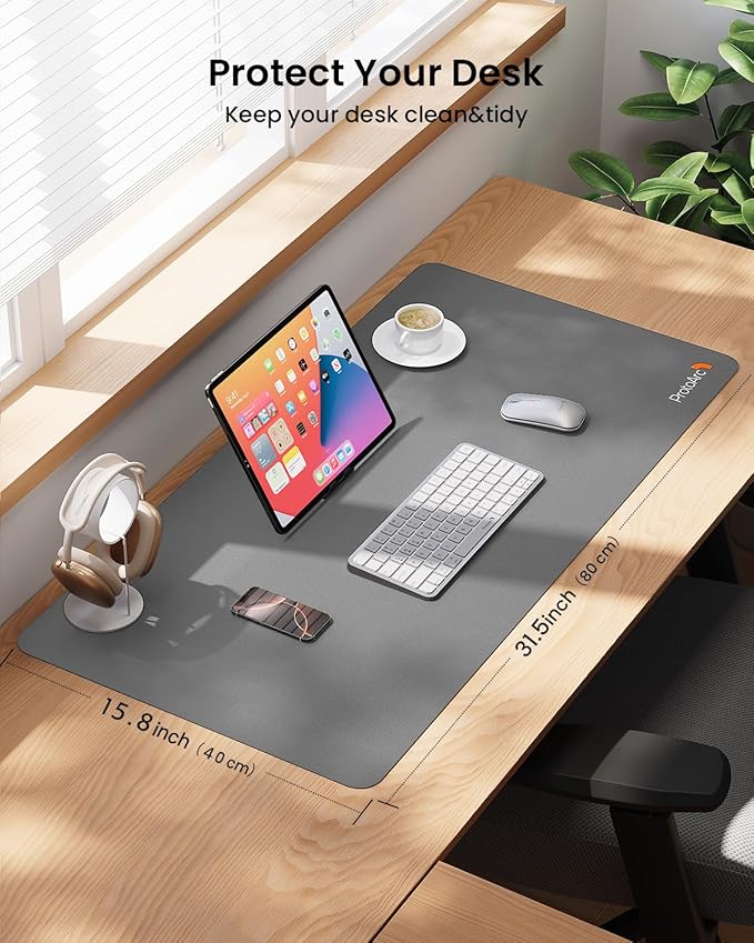 ProtoArc Leather Desk Mat, Large Mouse Pad- 31.5×15.8 inch, Non-Slip PU Leather - Image 5