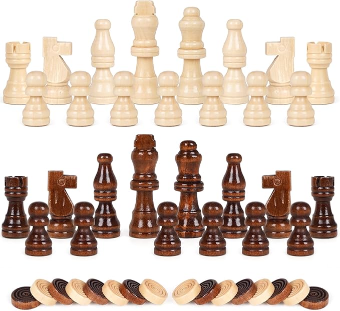 3-in-1 Wooden Chess, Backgammon Set and Checkers Set- 12 Inch Portable Board - Image 7