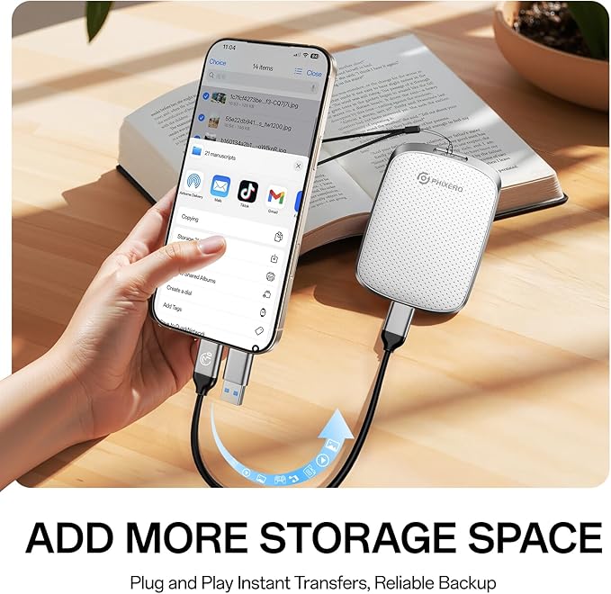 PHIXERO P5PLUS Portable SSD 512GB Up to 550MB/s, USB 3.2 Gen 2 External Solid - Image 3