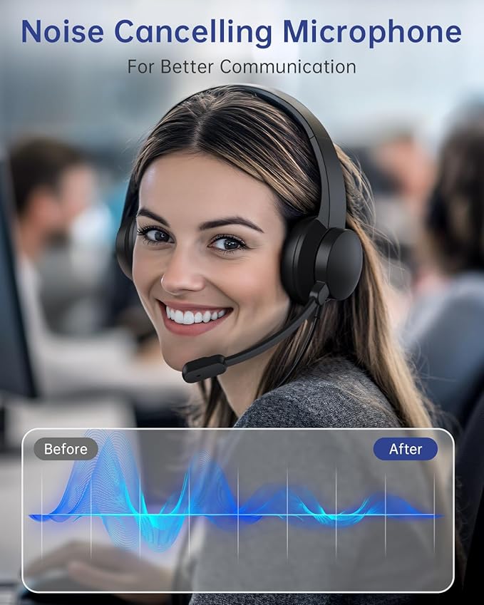 USB Headset with Microphone for PC, Wired Headphones with Mic USB Headsets with - Image 2