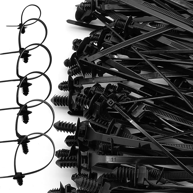 120 Pcs Push Mount Cable Ties Assorted Sizes, 6-Types Snap in Zip Ties Self - Image 3